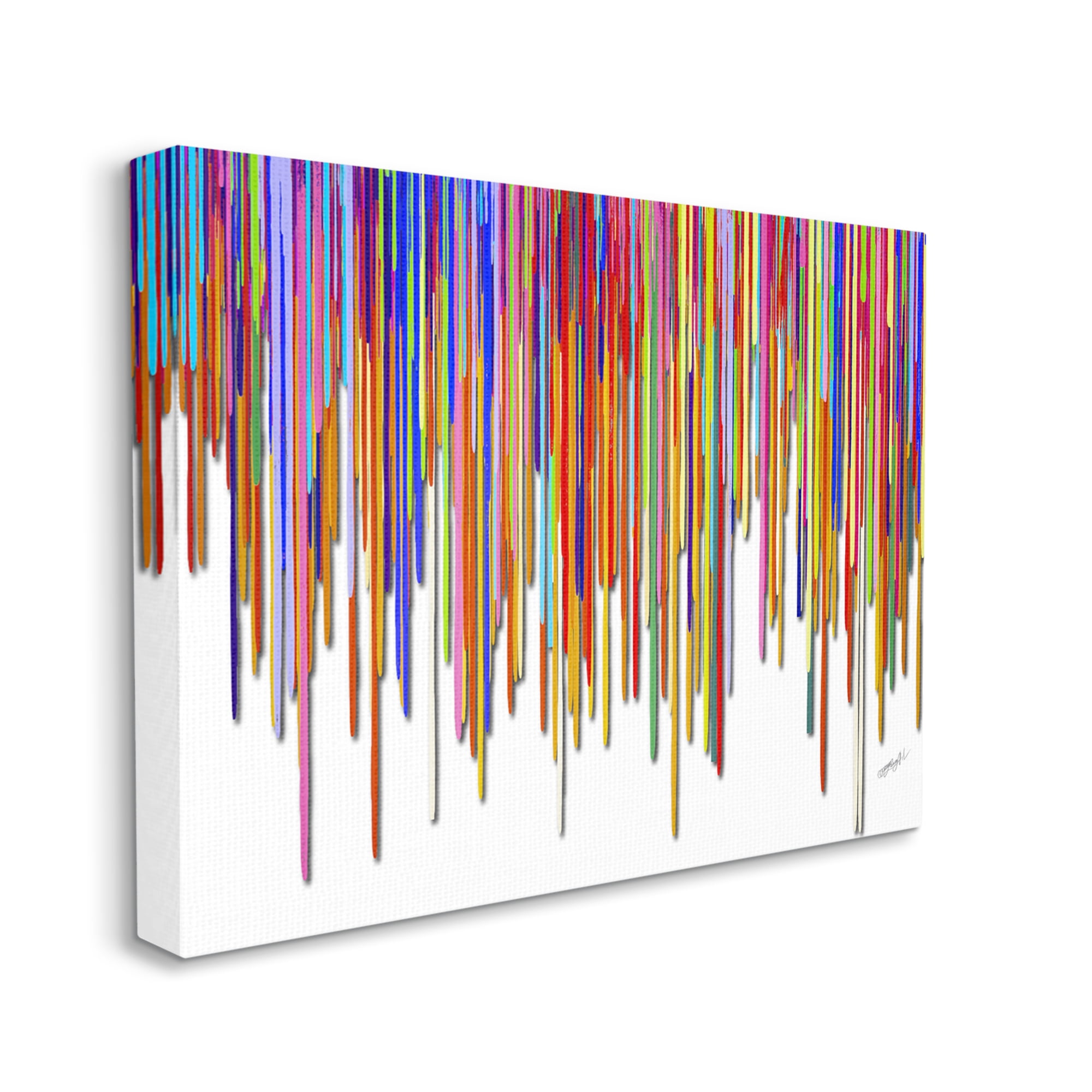 Stupell Industries Abstract Rainbow Lines Dripping Abstract Painting Gallery Wrapped Canvas Print Wall Art, 40 x 30