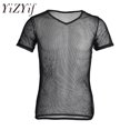 thumbnail image 2 of YiZYiF-camisetas transparentes de malla para hombre, ropa Sexy para discoteca, 2 of 5