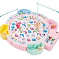 thumbnail image 1 of Juego de pesca con caña y caña de juguete, tabla de peces giratoria con música, incluye 45 peces y 4 cañas de pescar, entrenamiento de habilidades motoras finas, regalo de cumple, 1 of 1