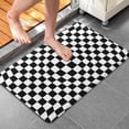 thumbnail image 4 of Black and White Checkered Pattern Bathroom Rugs Mat,Non Slip Microfiber Bathroom Rug,Rubber Backing,Soft Bathroom Mats for Bathroom Floor,Tub and Shower,20x32in(50x80cm), 4 of 5