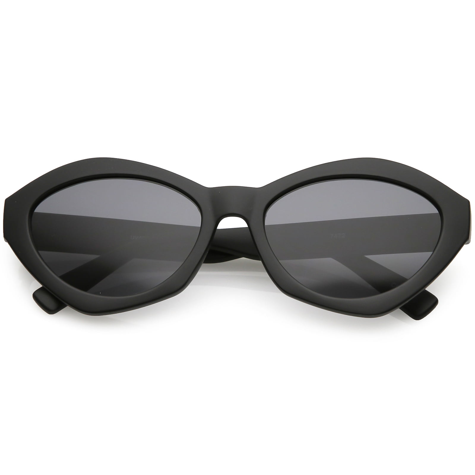 Modern Chunky Neutral Colored Cat Eye Sunglasses Oval Flat Lens 56mm ...