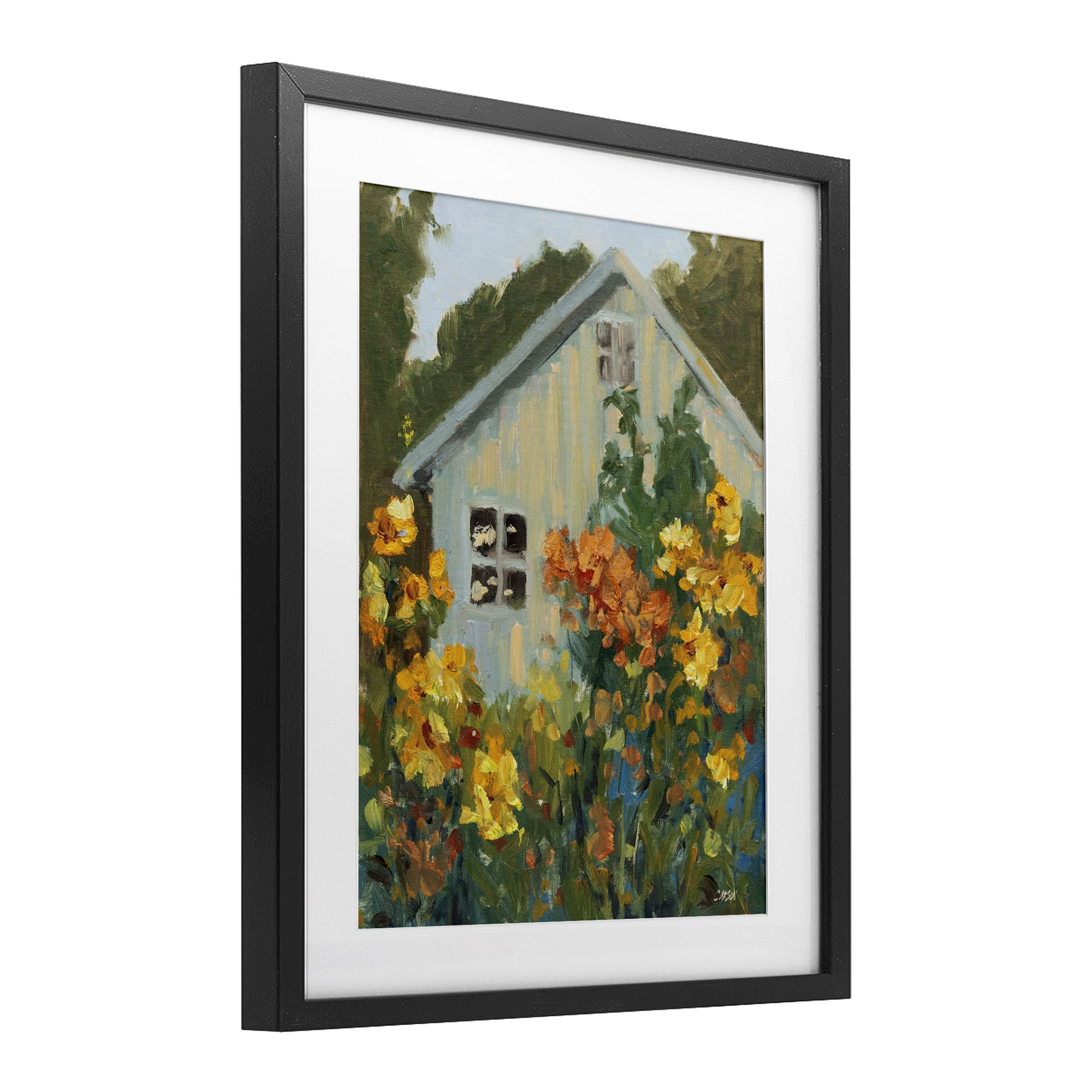 Stupell Industries Sunlit Cottage Garden View Black Framed Print Under Glass, design by Carson Overstreet