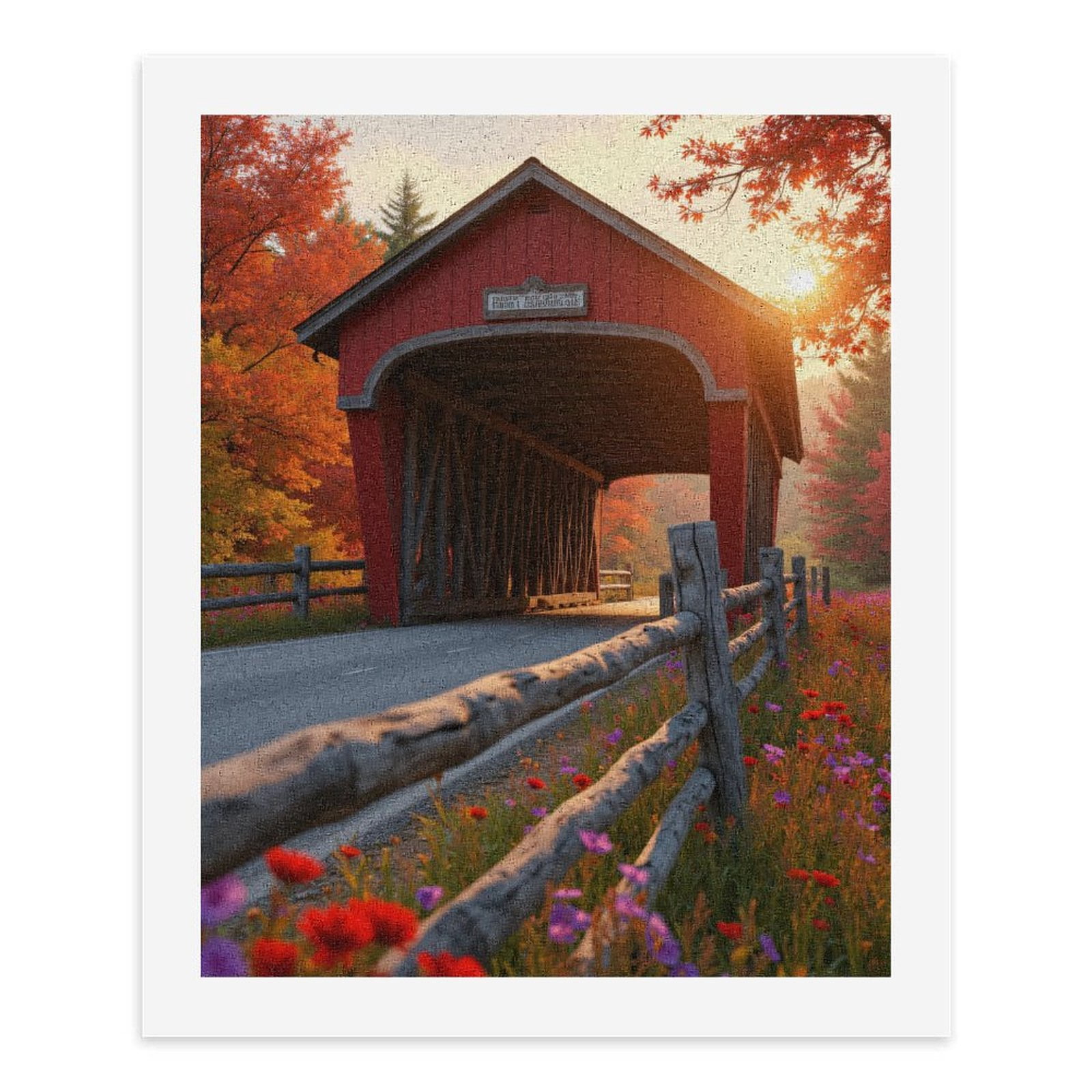 Paint by Numbers Kit for Adults, Autumn Covered Bridge Scenic View Paint by Numbers, Easy Paint by Numbers Kit for Adults Beginner, DIY Adult Paint by Number Kits on Canvas, Home Decor