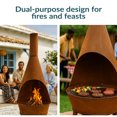 thumbnail image 6 of Sunnydaze 75" Mexican-Style Rust Patina Finish Steel Wood-Burning Chiminea with Grill Grate, 6 of 15