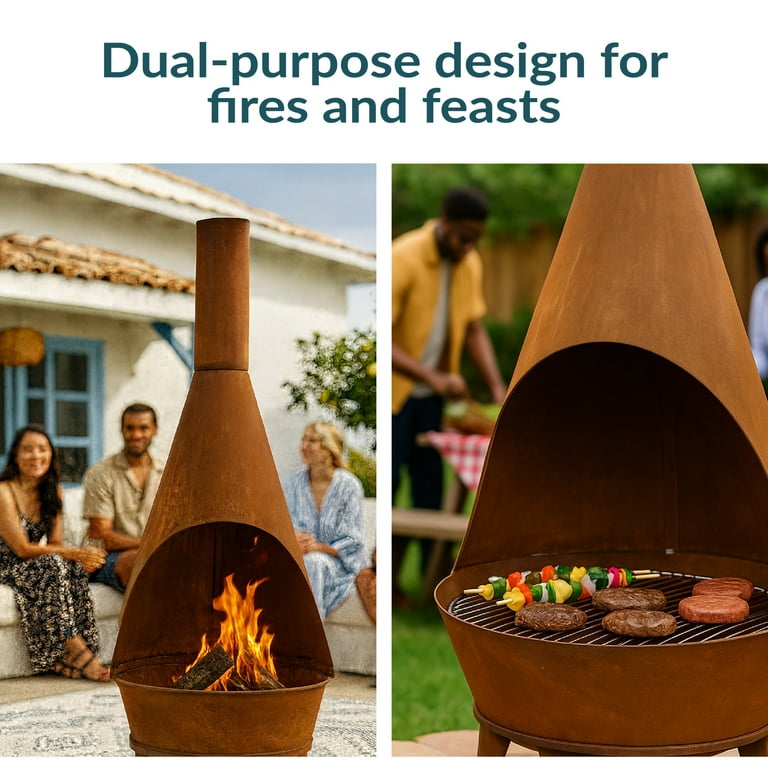 Sunnydaze Outdoor Small Wood-Burning Chiminea Fire Pit Fireplace