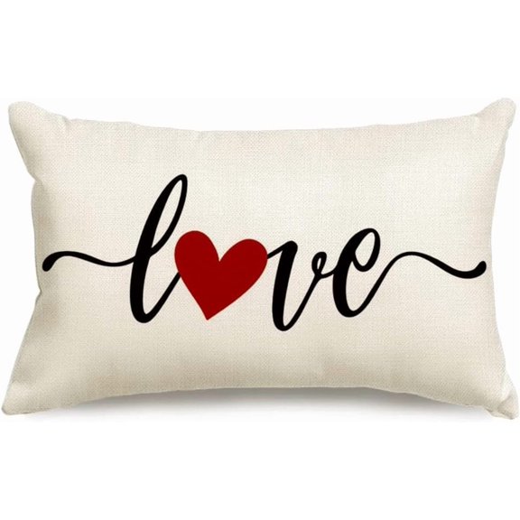 Valentines Day Decor Red Heart Pillow Covers 12x20,Lumbar Valentines Day Throw Pillow Covers,Single Love Pillow Cases Valentine Decorations for Home Couch