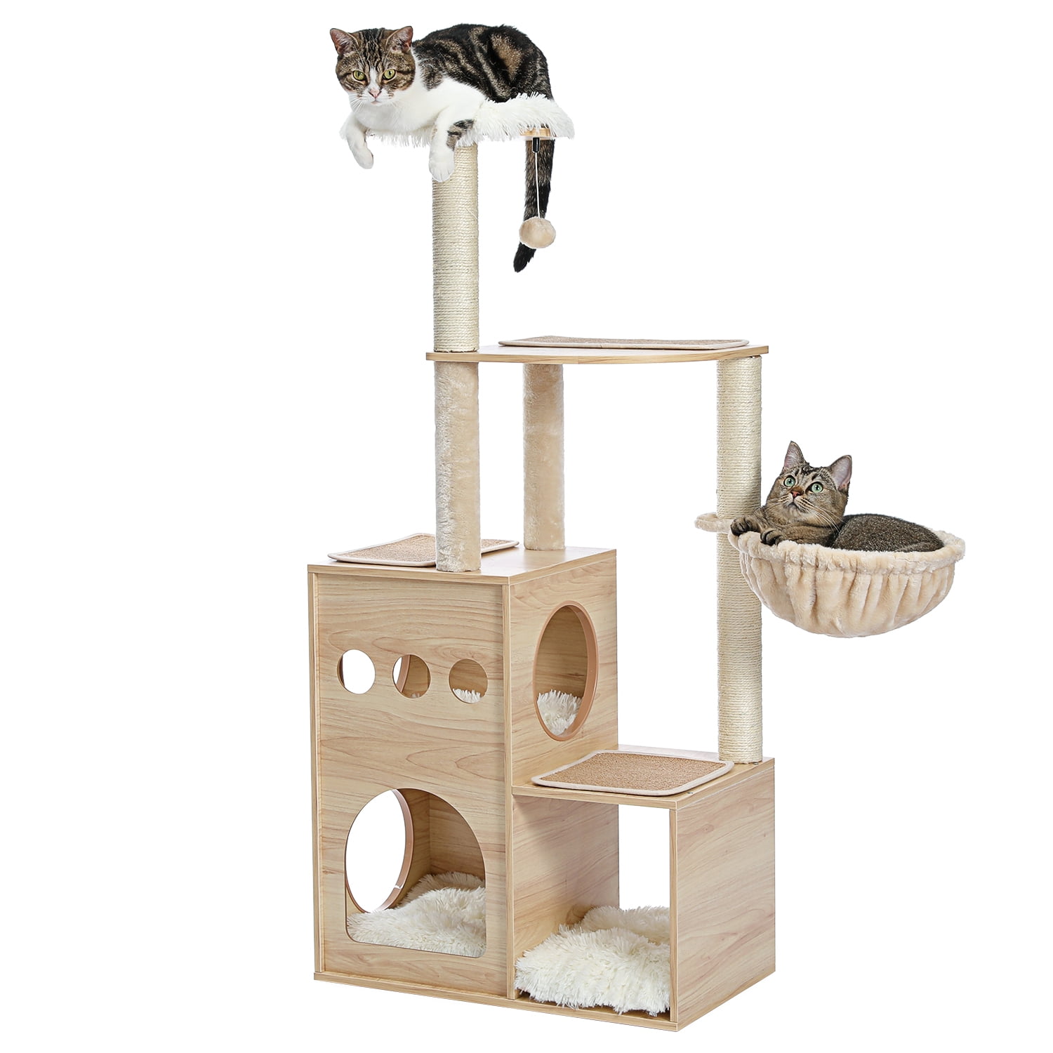 Pefilos 50" Modern Cat Tower for Indoor Cats with Grab Posts Fully Covered in Sisal, Cat Condo for Multiple Cats and Cat Tower for Large Cats Space Capsule Nests Pefilos 50" Modern Cat Tower for Indoor Cats with Grab Posts Fully Covered in Sisal, Cat Condo for Multiple Cats and Cat Tower for Large Cats Space Capsule Nests