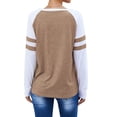 thumbnail image 5 of Women Stripe Splice Long Sleeve Crew Neck Shirt, 5 of 5