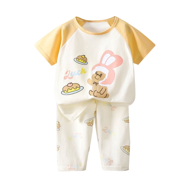 Odeerbi 1-8 Años Niños Niñas Conjunto de Verano Pijama de Dos Piezas