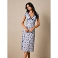 thumbnail image 3 of Elegant Blue Floral Print Midi Dress With V-Neck And Lettuce Trim Detail, 3 of 7