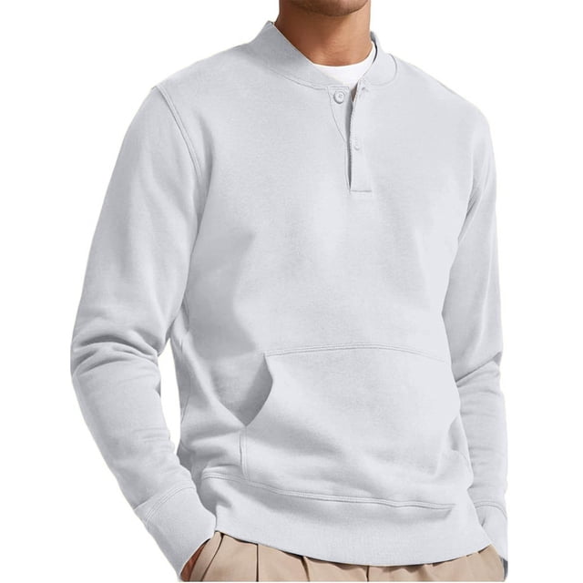 Blusas y camisas de manga larga con cuello en V para hombre, sudadera informal de color liso con bolsillos y botones, camisetas de poliéster de manga larga con cuello en V para hombre