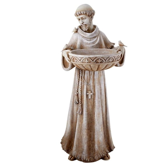 Saint Francis Bird Bath & Feeder Statue – 24-Inch Outdoor Garden Décor