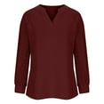 thumbnail image 5 of Olyvenn Stylish Basic Shirts for Women Hollow Out Long Sleeve Sweater Trendy Oversized V Neck Sweatshirt Soft Cozy Pullover Outdoors Wine 8, 5 of 5