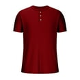 thumbnail image 4 of WREESH Men's Essential Henley Shirts Short Sleeve Solid Color Top The Versatile Choice for Every Wardrobe Wine, 4 of 6