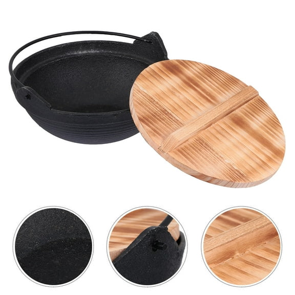 HEALEEP Cast Iron Pots Black 1Set 7.7X7.7X2.6In for Camping and Hiking