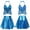 Lake Blue, variant on Women Belly Costume Shiny Sequin Camisole Vest with Ruffled Skirt Dancewear 2pcs Pole Dance Suit Clubwear