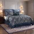 thumbnail image 2 of Regency Heights 8 Pieces Jacquard Comforter Set with Bedskirt and Decor Pillows, Queen, Navy, 2 of 9