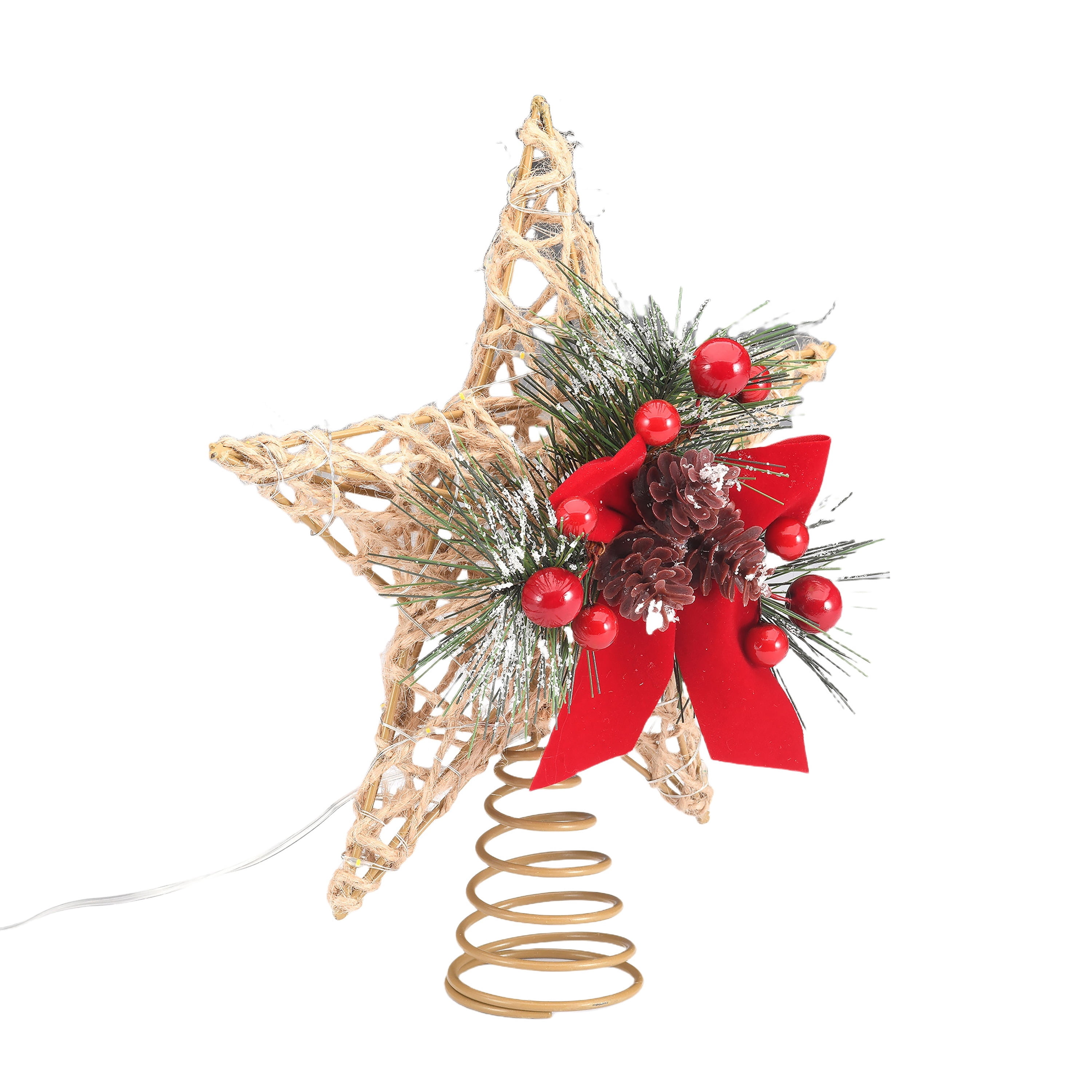 LED Star Christmas Tree Topper, Red and Brown, 10", by Holiday Time