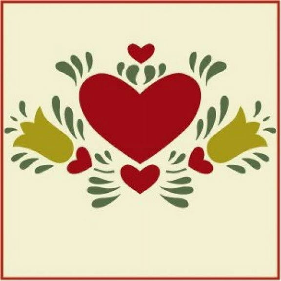 Dutch Heart 2 Stencil - Colonial Folk Art DIY Reusable Mylar Country - The Artful Stencil