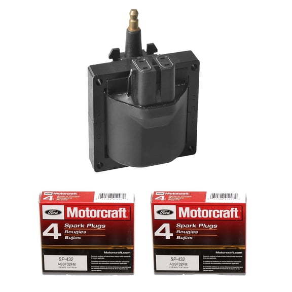Set of 1 ISA Ignition Coil Coil and 8 Motorcraft Spark Plugs Compatible with 1992 Chevrolet K3500 5.7L V8 Replacement for DR37