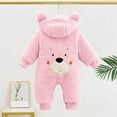 thumbnail image 4 of Baby Girls Fleece Jumpsuit Pink Onesie Baby Long Sleeve Button down Jumpsuit Bear Ears Hooded Warm Baby Boy Clothes Baby Clothes 0-3 Months, 4 of 5