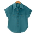 thumbnail image 4 of Breezora Unique Ladies Short Sleeve Shirt with a Detailed Buttoned Lapel and Functional Pleated Pocket Design Offering a Smart Casual Look for Work or Leisure S Size Blue, 4 of 9