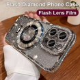 thumbnail image 2 of Chapado de lujo para Magsafe soporte magnético funda con diamantes brillantes para iPhone 16 15 11 12 13 14 Pro Max funda de silicona suave, 2 of 5