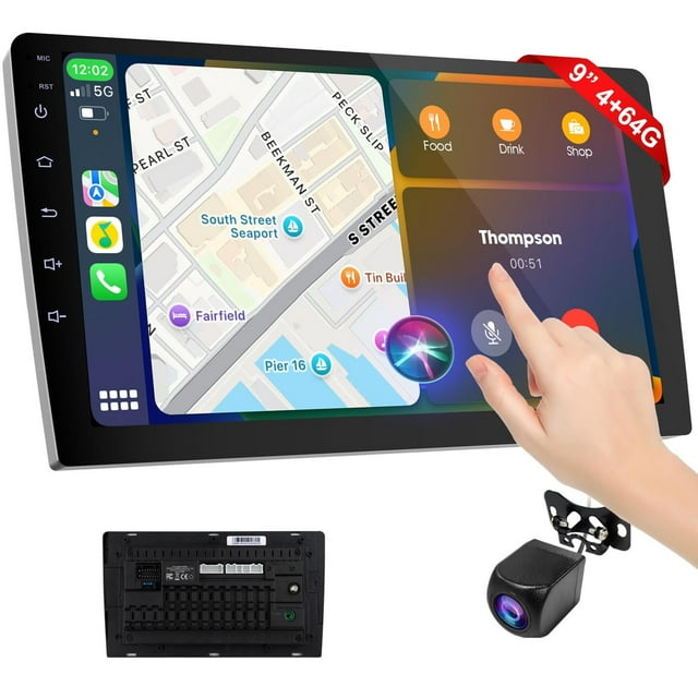 Visualización Inalámbrica Carplay 9 Pulgadas HD con Control de Voz y Cámara de Respaldo para Coche E