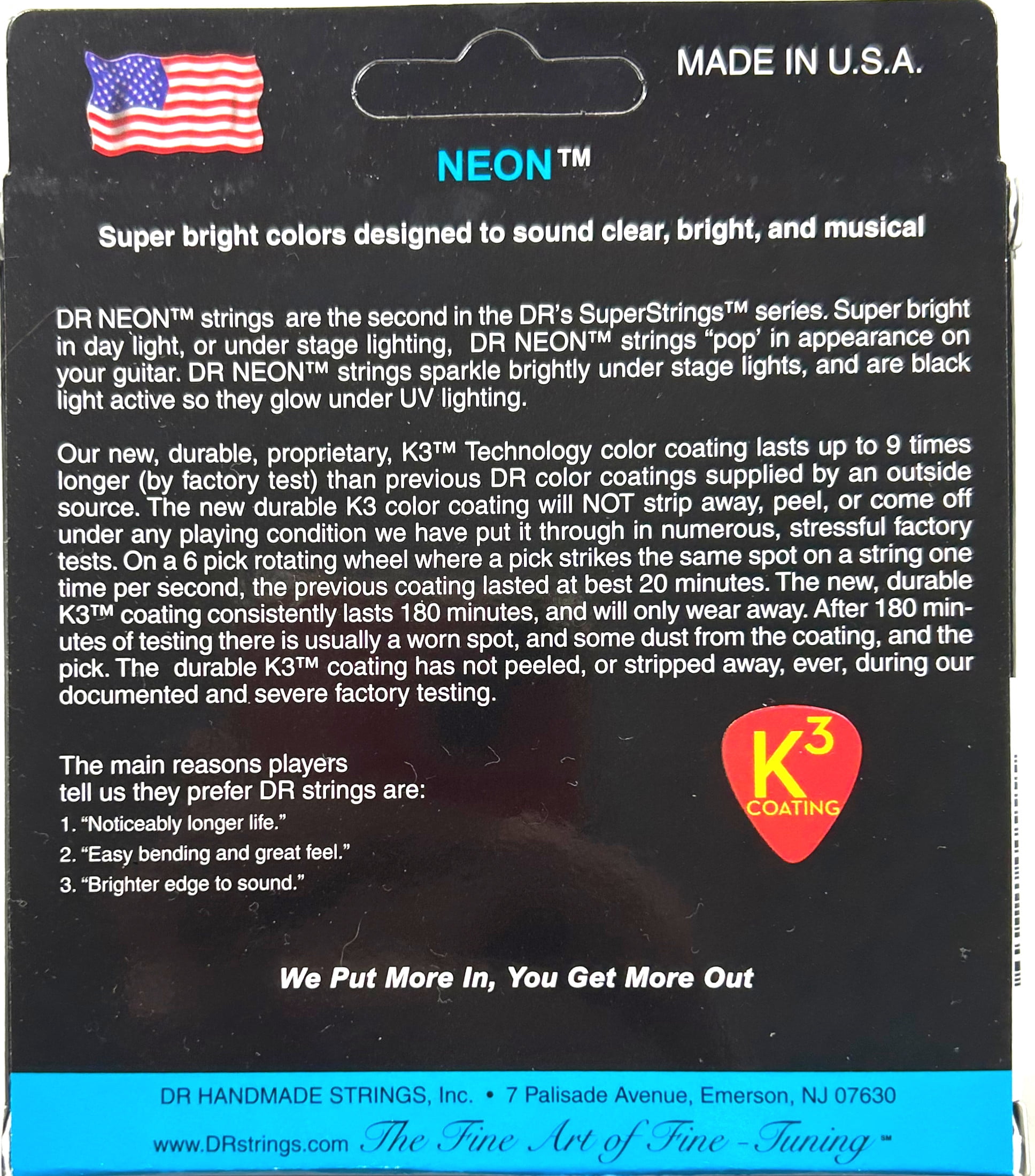 DR Guitar Strings Acoustic 5 Sets Neon Blue Light 10-48 Luminescent