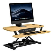 VERSADESK PowerPro 36 Electric Standing Desk Converter - Wood & Steel Sit-to-Stand Riser w/ Keyboard Tray & USB Hub, | Maple, 36x24