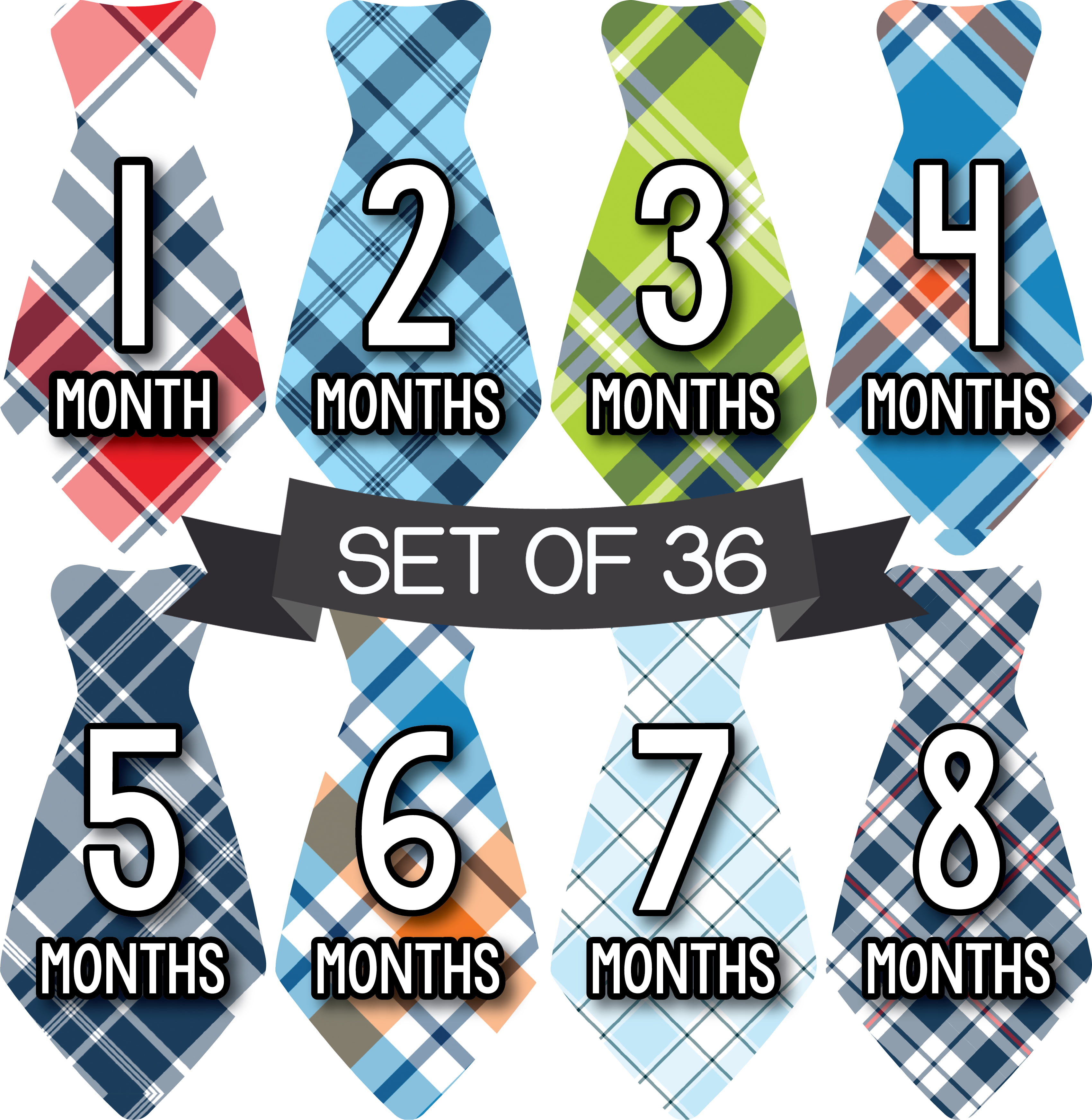 Baby Boy Monthly Milestone Tie Stickers 