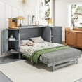 thumbnail image 3 of Harper & Bright Designs Rattan Full Murphy Bed Wall Bed with Storage, Wood Full Size Cabinet Bed Folding Wall Bed for Guest Room Office, Gray, 3 of 12