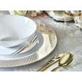 thumbnail image 4 of " OCCASIONS " 240 Pieces Pack,(120 Guests) Premium Wedding Party Disposable Plastic Plates Set -120 x 10.25'' Dinner + 120 x 7.5'' Salad / Dessert (Dali, White & Gold), 4 of 5