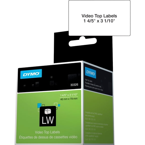 Labelwriter Vhs Top Labels, 1.8" X 3.1", White, 150 Labels/roll | Bundle of 5