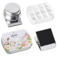 thumbnail image 1 of Mini caja de hojalata portátil, paleta de acuarela vacía de 12 pocillos, pequeños kits de almacenamiento de pintura con clip magnético y bote, C, 1 of 5