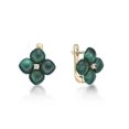 thumbnail image 4 of Green Malachite and Cubic Zirconia Four Petal Dangle Earrings for Women in 925 Sterling Silver and Yellow Gold Plating by Lavari Jewelers, 4 of 4