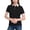 Black, variant on Womens Short Sleeve Shirts Classic Contrast Collar Cuffs Textured Mesh Fabric Slim Fit Versatile Tops