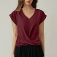 thumbnail image 2 of Summer Tops for Women T Shirts For Everyday Comfort And Style Versatile Casual Tops Any Occasion Casual Wear Women Summer Top V Neck Small Fit Long Sleeve Dress Blouse Shirts And Red M, 2 of 5