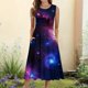 thumbnail image 1 of WILLBEST Vestido Largo Informal Con Estampado De Cielo Estrellado Para Mujer, Sin Mangas Y Con Bolsillos 1310, 1 of 3