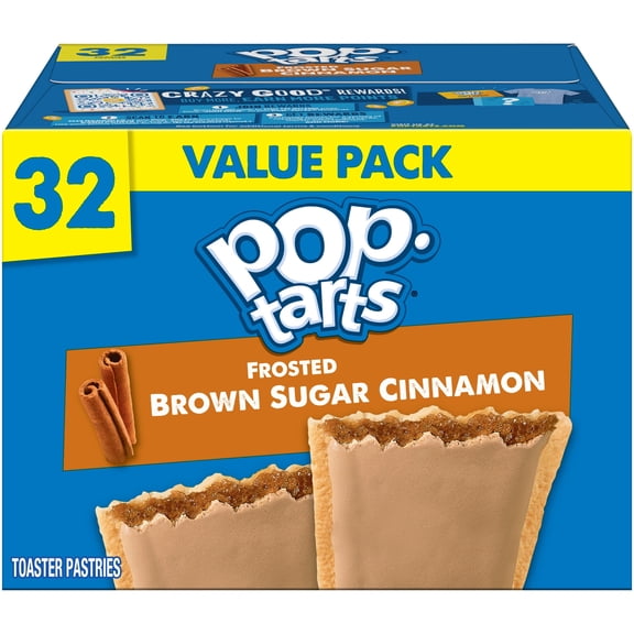 Pop-Tarts Frosted Brown Sugar Cinnamon Toaster Pastries, Breakfast Foods, Shelf-Stable, 3.38 lb (32 Count)