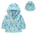 thumbnail image 2 of Otqutp Baby Dress Coats Girls Spring Fall Cute Fashion Print Button Long Sleeve Hooded Jacket Windbreaker Fashion Outwear Fall Winter Casual Tops(Light Blue,4-5 Years), 2 of 4