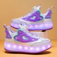 thumbnail image 3 of Kids Wheels Shoes with Lights Rechargeable Roller Skates Shoes Retractable Wheels Shoe LED Flashing Sneakers for Girls Boys Gift, 3 of 6