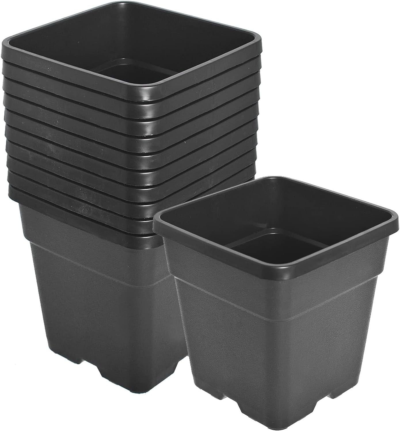 netuera 10 Pcs Plastic Planter Pots, 1/2/3/5/7/10 Gallon Black Flower