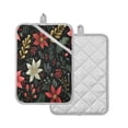 thumbnail image 2 of Two Pieces Of Square Heat Insulation Pad Oven Mitts 7x9.8 Inch Oven Microwave Kitchen Cooking Baking Beautiful Christmas Flowers, 2 of 7
