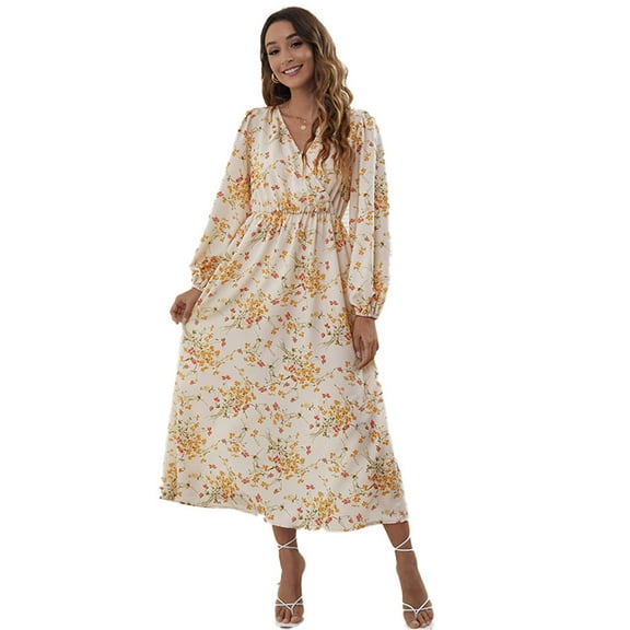 Dress for women, Polyester, Ecru, 2XL