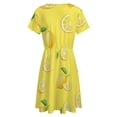 thumbnail image 5 of Lemons on Yellow Dress Summer Street Style Dresses Female Short Sleeve Printed Sundress, 5 of 7