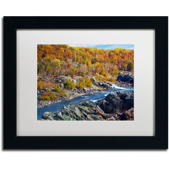 Trademark Fine Art "Potomac Autumn" Canvas Art by CATeyes, White Matte, Black Frame