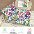 thumbnail image 5 of Set of 2 Colorful Flowers and Leaves Throw Pillow Covers 18X18 in Multicolor Florals Decorative Throw Pillows Home Decor Pillowcase Linen Square Cushion Cover for Living Room Bedroom Bed, 5 of 6