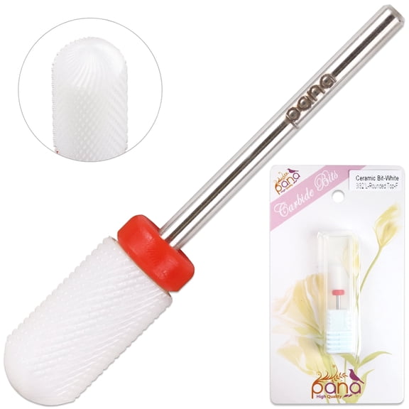 Pana 3/32" White Ceramic Round Top Large Barrel Nail Drill Bit - Fine Grit
