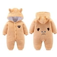 thumbnail image 2 of Hicidod Baby Rompers Long Sleeve Fleece Hooded Winter Onesie Outerwear Jumpsuit Snowsuit Bear Ear Print Button Bodysuit Outfit, 2 of 6